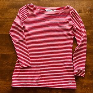 Vineyard Vines Striped Boatneck Simple T-Shirt Red XS